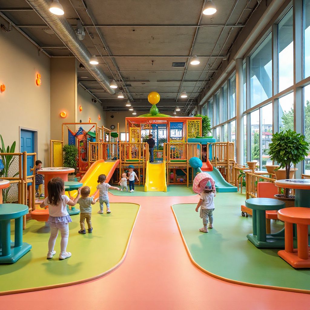 Colorful main play area with activity zones