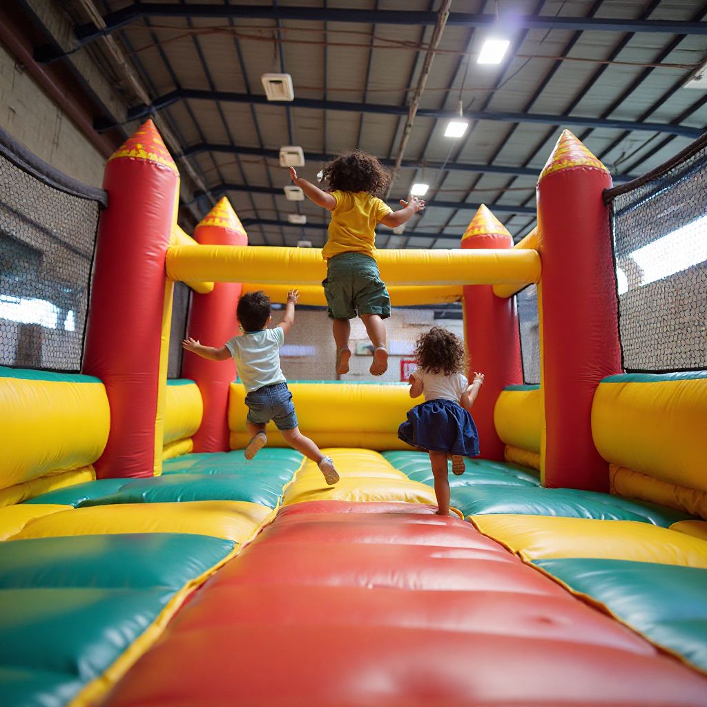 Bouncy castle zone with safety features