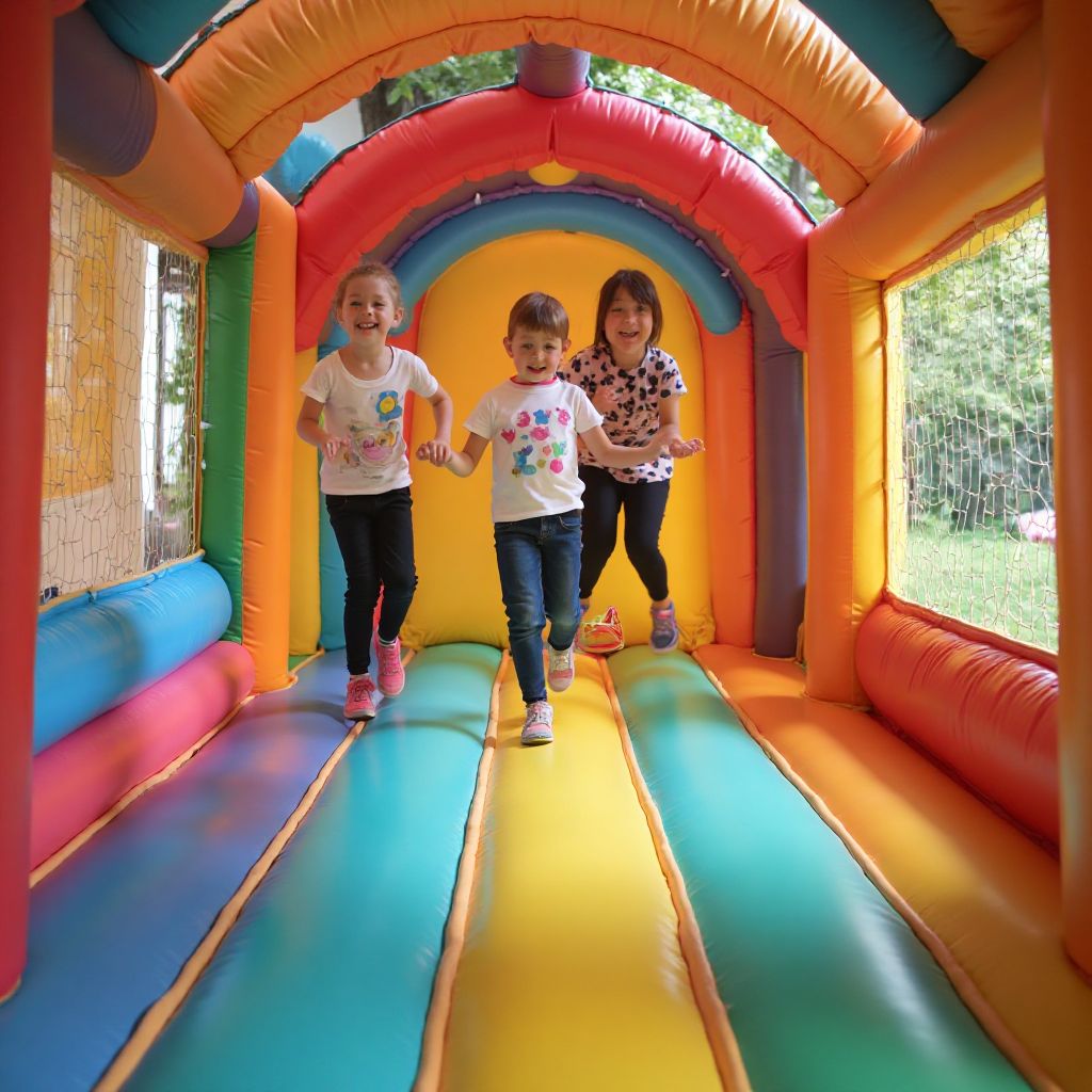 Colorful bouncy castle play area