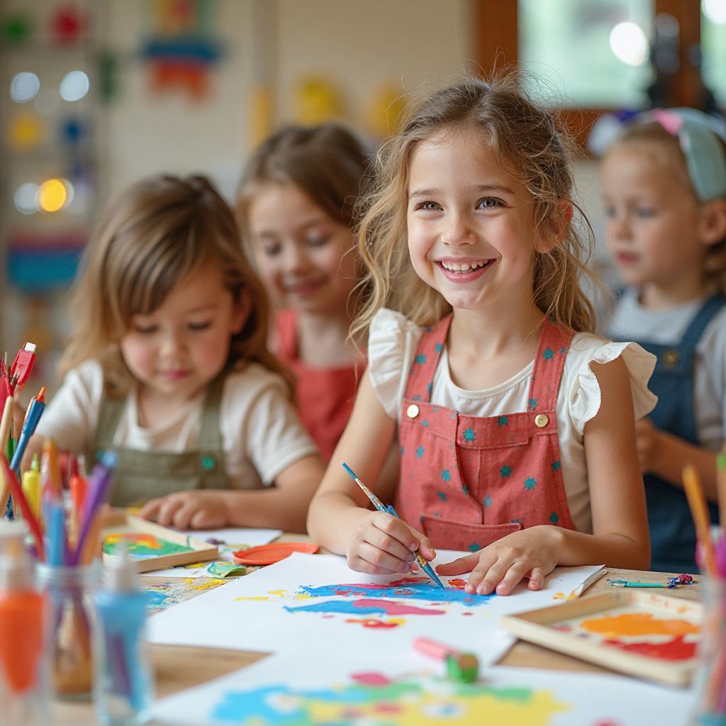Children engaged in arts and crafts activities