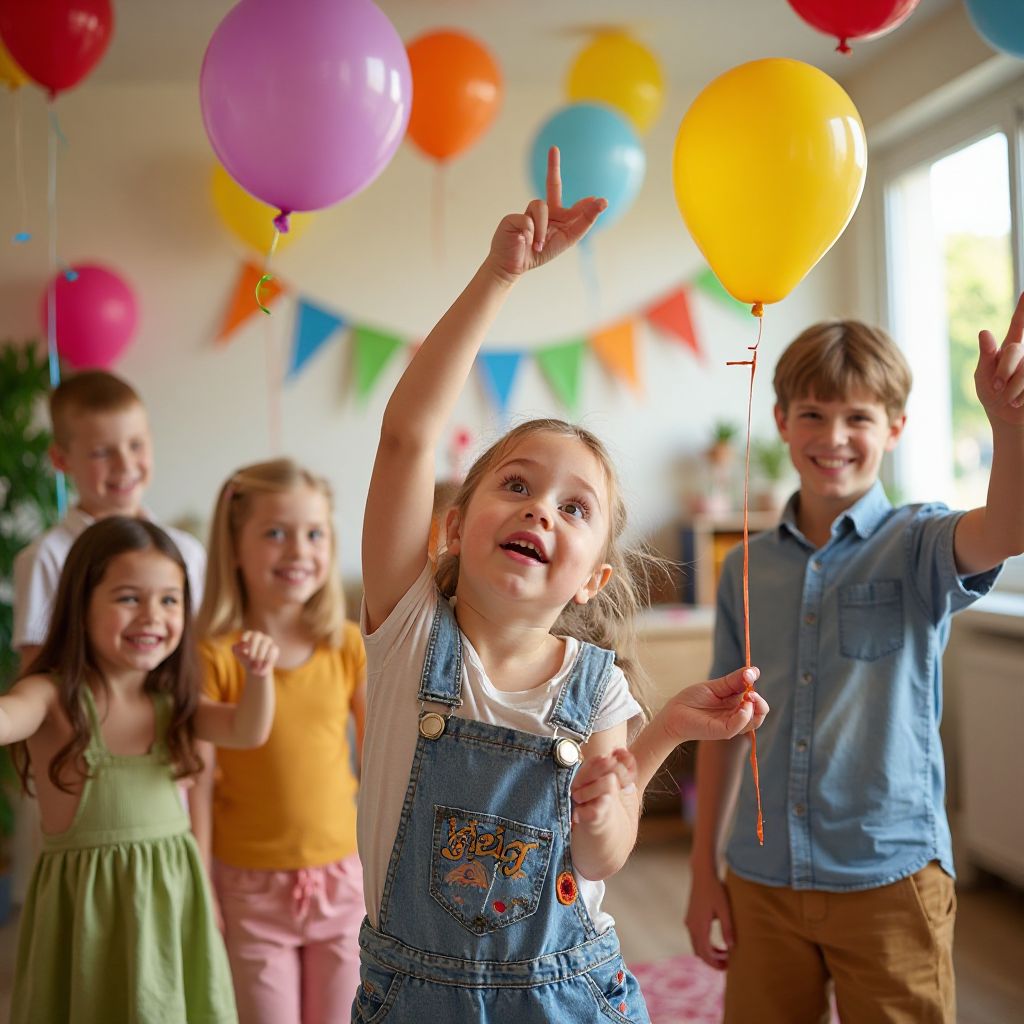 Birthday celebration with happy children