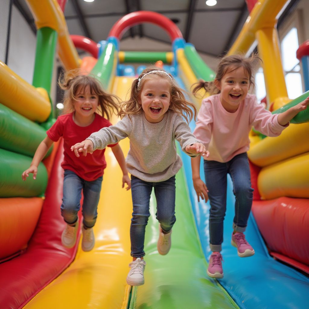 Children laughing in bouncy play area
