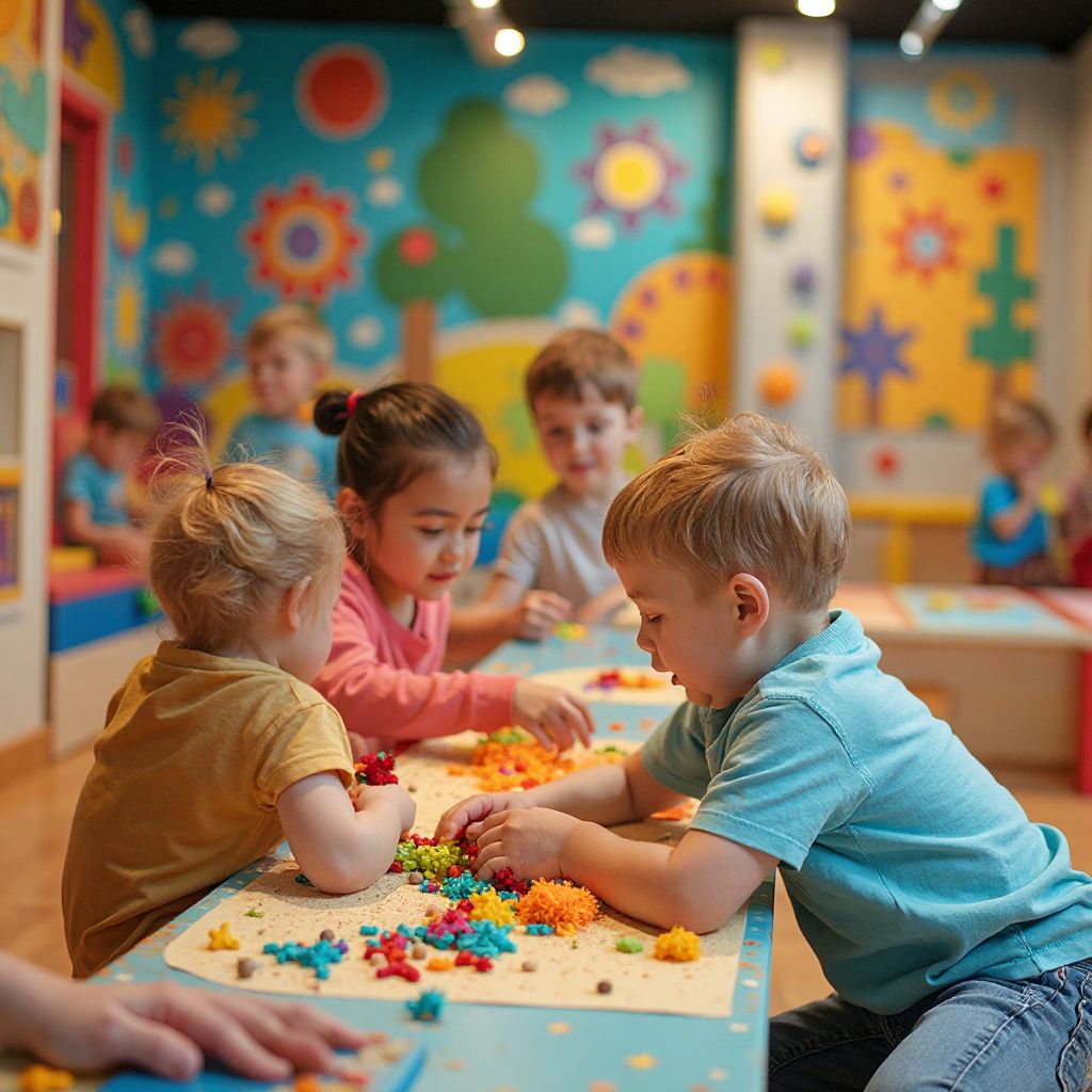 Interactive sensory play zone with textured materials